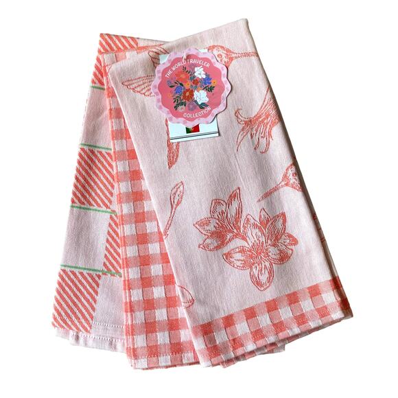 THE WORLD TRAVELER COLLECTION Set 3 Cotton Cloth Kitchen Tea Towels 20X27 NEW5